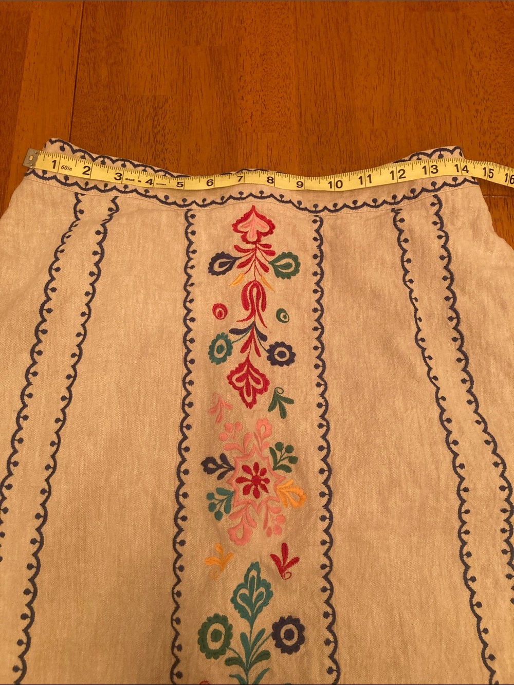 Boden Women's Size 8P Brooke Embroidered Cream Floral Midi Skirt Linen Blend - Picture 12 of 16